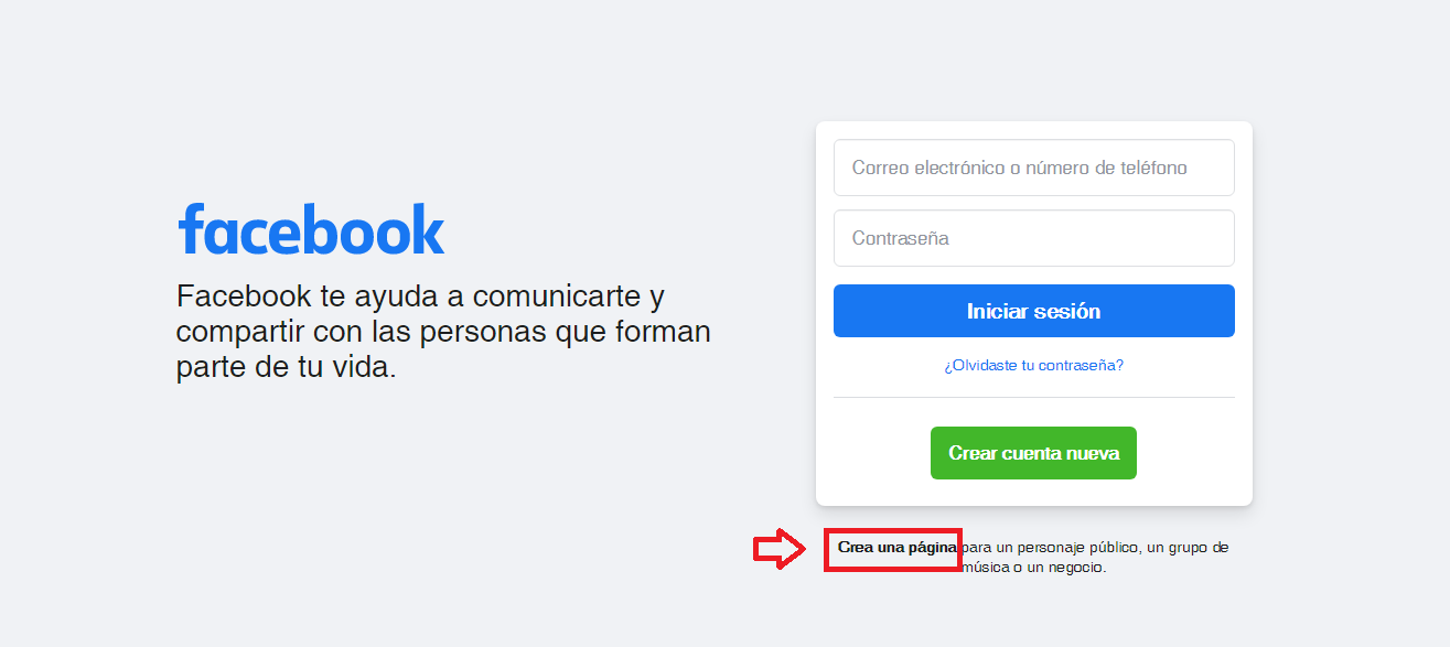 crear pagina facebook