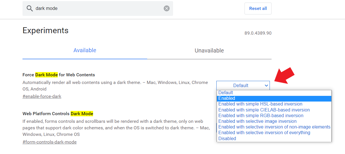 modo oscuro para todas las páginas web