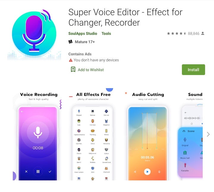 Modificador de voz Super Voice Editor