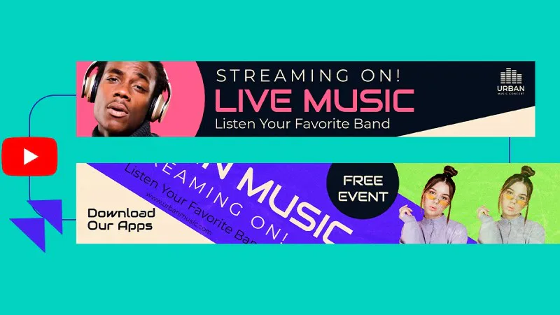 Banners de YouTube con tema musical