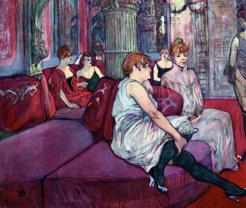  The Salon in the Rue des Moulins de Henri de Toulouse-Lautrec