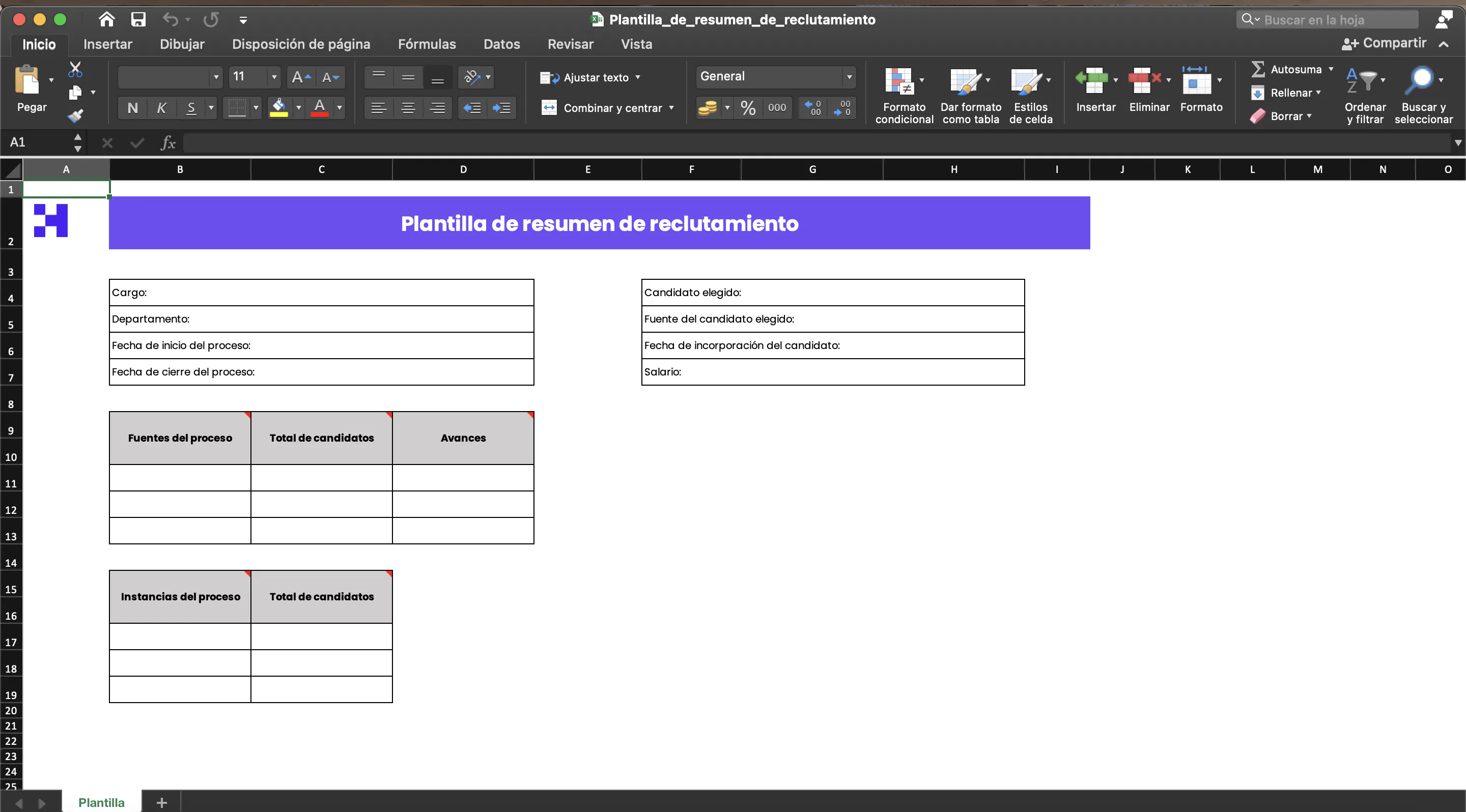 plantilla de resumen de reclutamiento