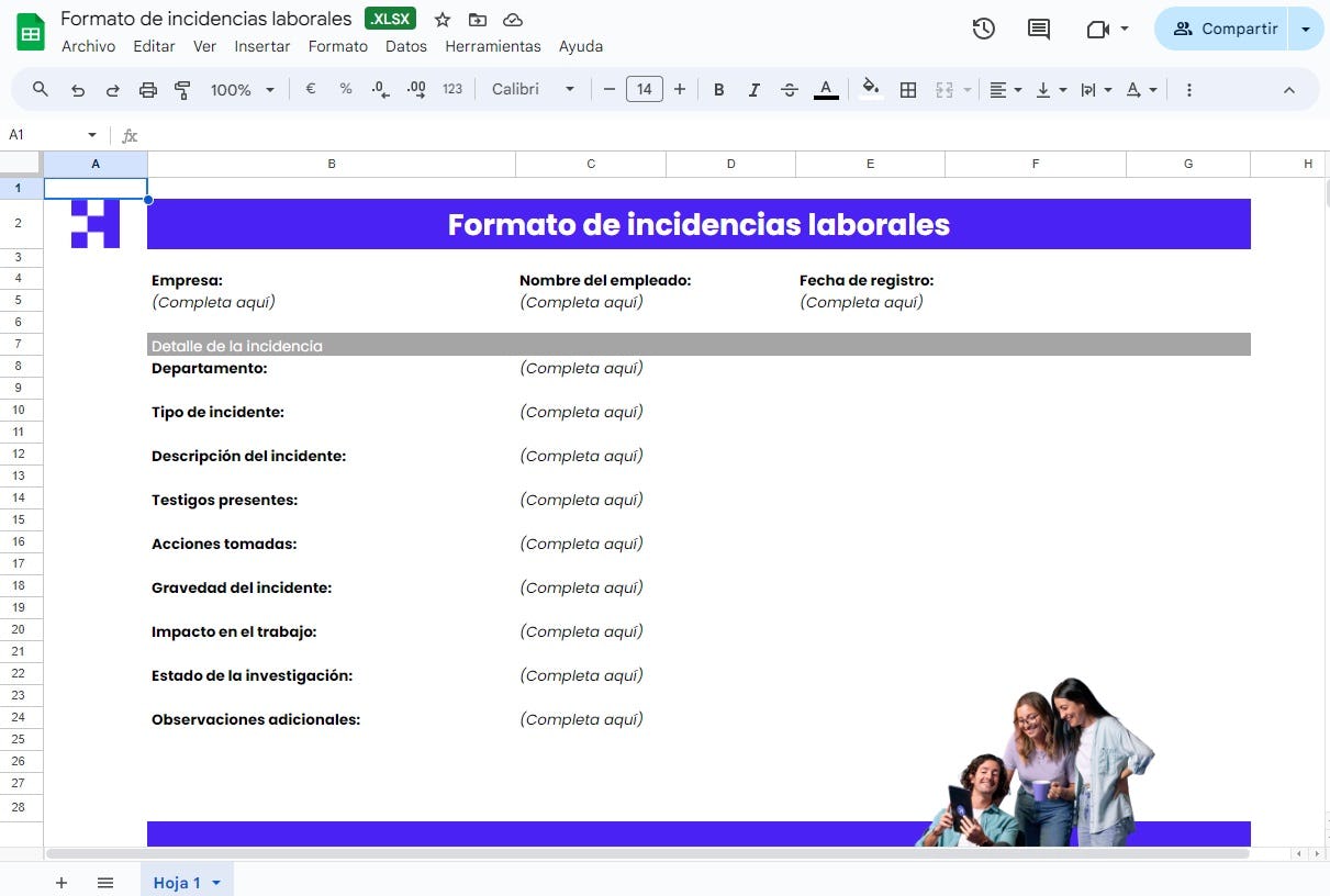 formato de incidencias laborales gratis