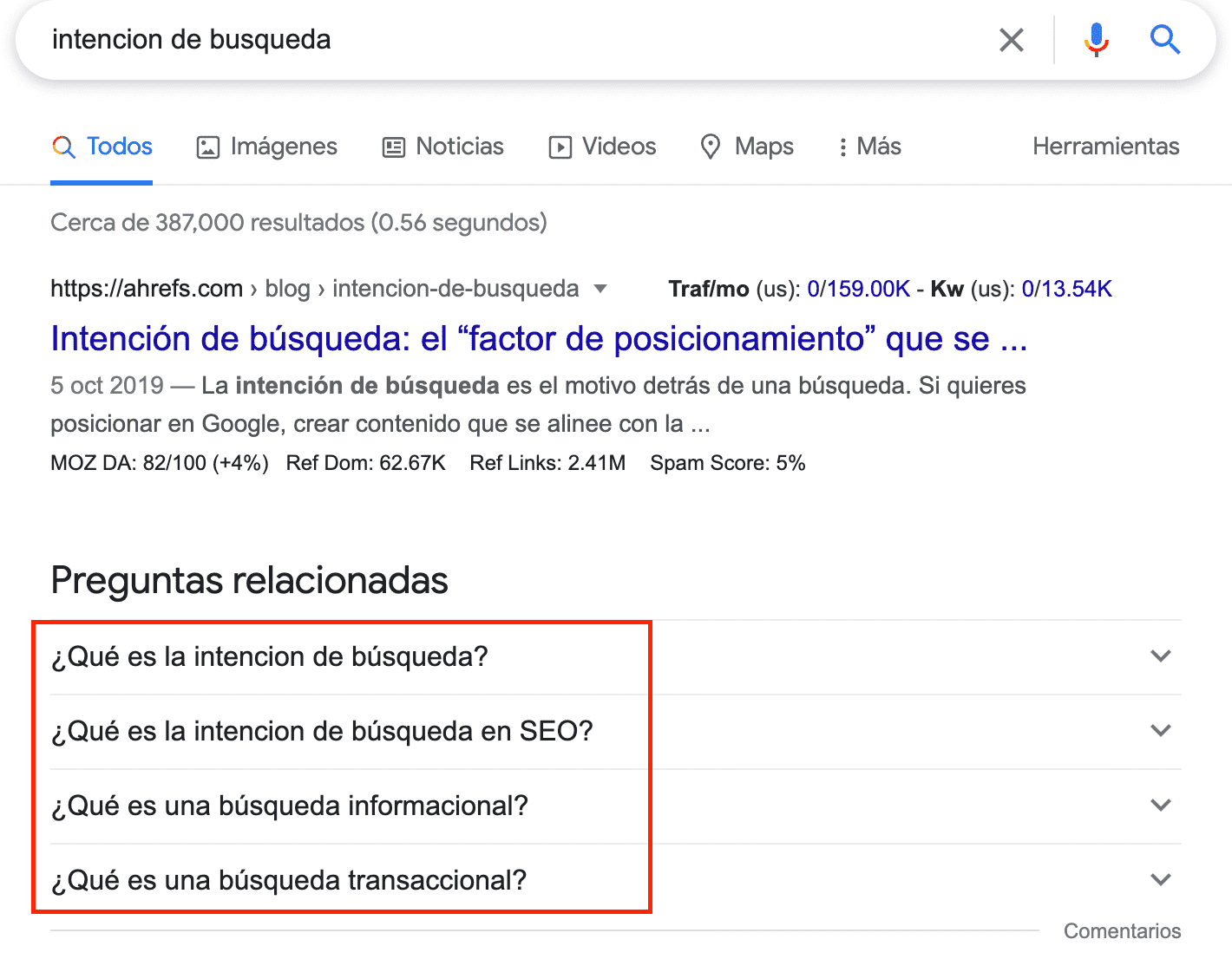 preguntas relacionadas google textos