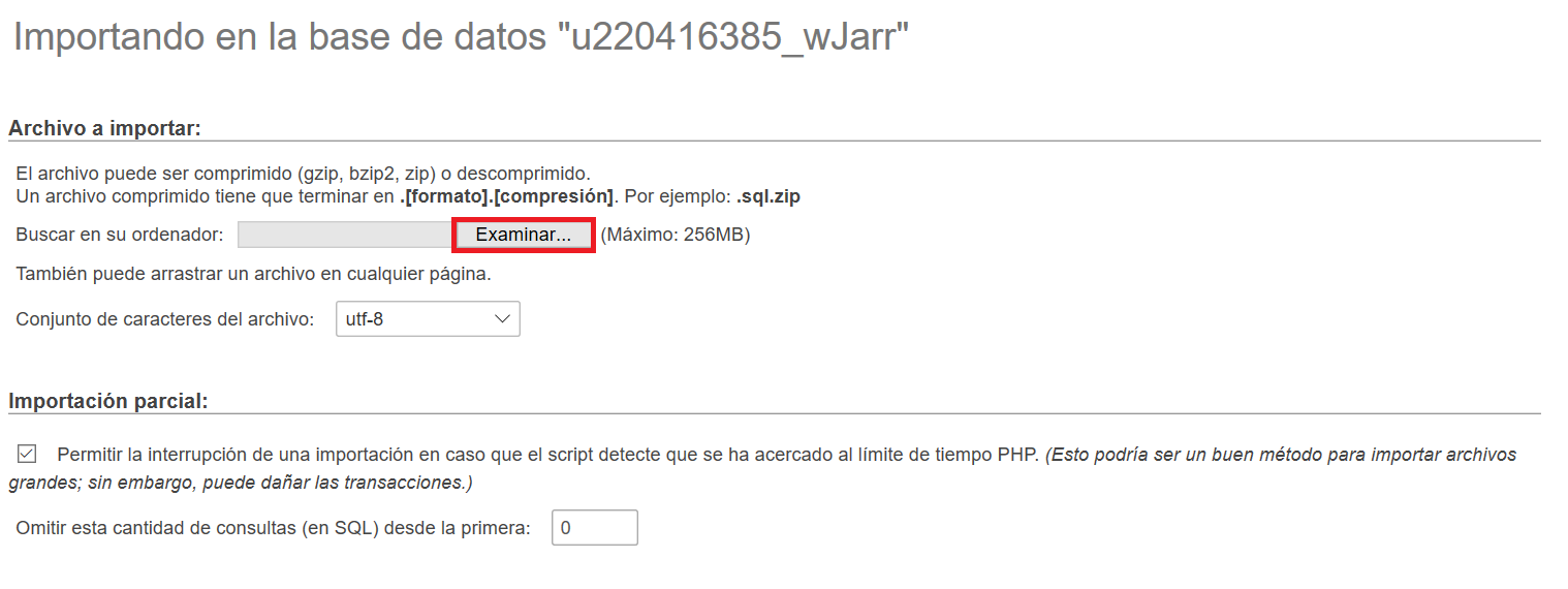 Importar base de datos