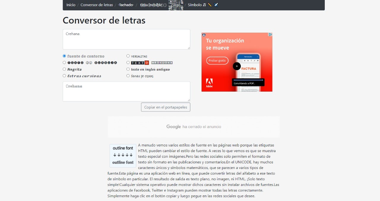 Piliapp conversor de letras online