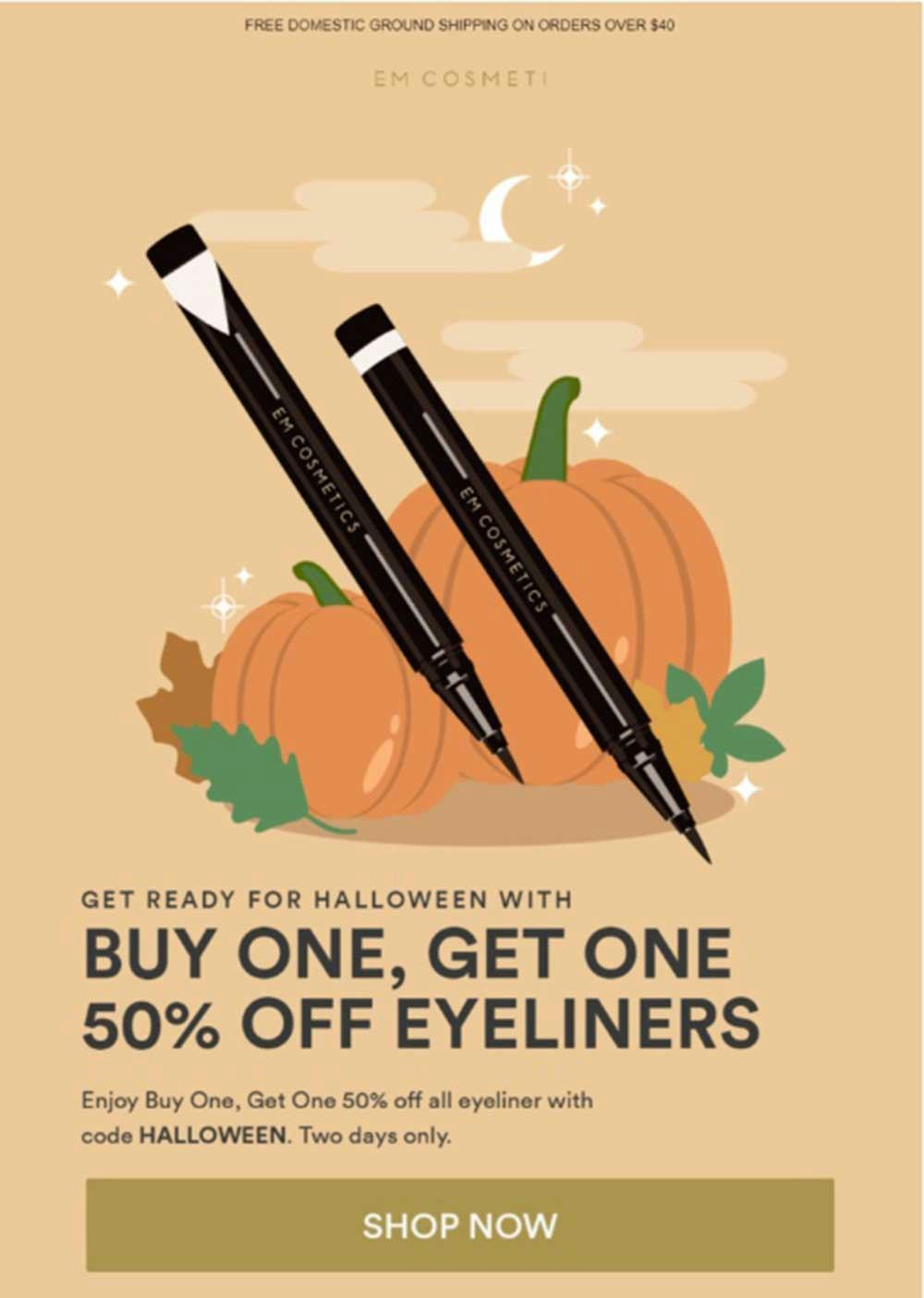 EM Cosmetics Ejemplo de asunto de correo electrónico