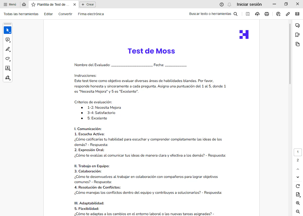 test de moss pdf